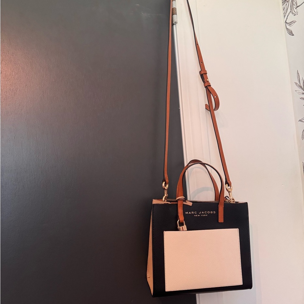 Marc Jacobs Black and Cream Colorblock Leather Tote